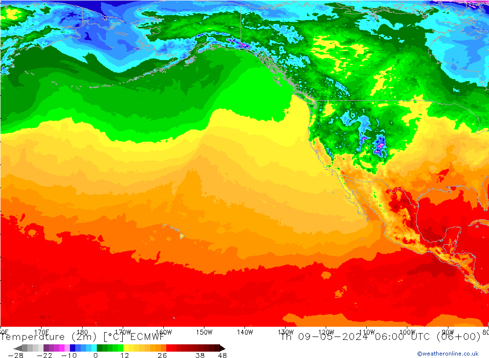 Sıcaklık Haritası (2m) ECMWF Per 09.05.2024 06 UTC