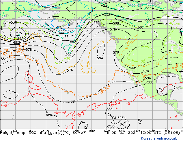 Z500/Regen(+SLP)/Z850 ECMWF do 09.05.2024 12 UTC