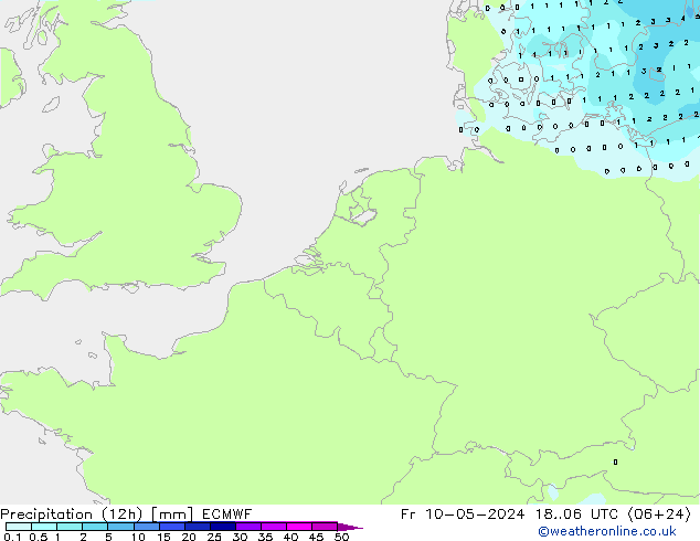 Precipitation (12h) ECMWF Fr 10.05.2024 06 UTC