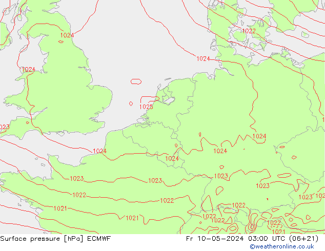 Yer basıncı ECMWF Cu 10.05.2024 03 UTC