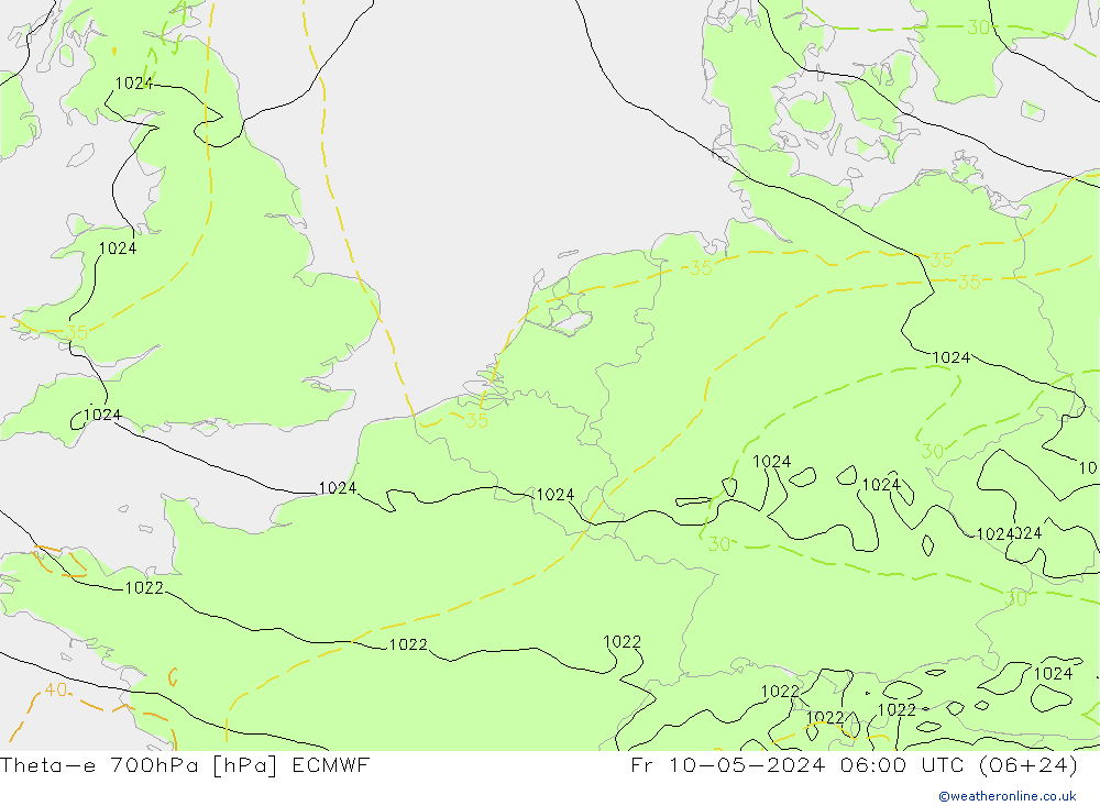 Theta-e 700hPa ECMWF vr 10.05.2024 06 UTC