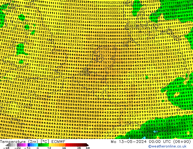 Temperaturkarte (2m) ECMWF Mo 13.05.2024 00 UTC