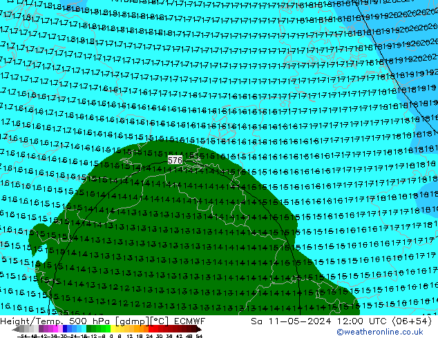 Z500/Rain (+SLP)/Z850 ECMWF сб 11.05.2024 12 UTC