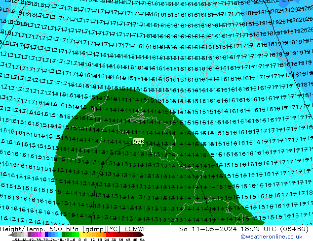 Z500/Rain (+SLP)/Z850 ECMWF Sáb 11.05.2024 18 UTC