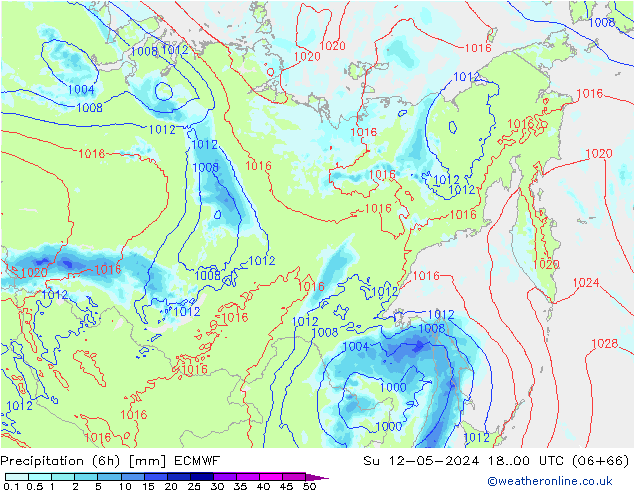 Z500/Rain (+SLP)/Z850 ECMWF  12.05.2024 00 UTC