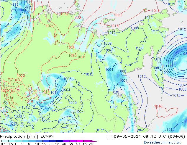 Niederschlag ECMWF Do 09.05.2024 12 UTC