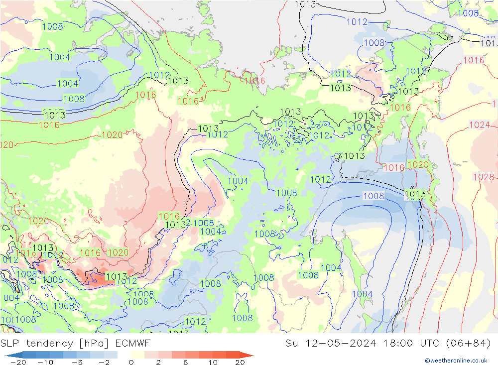 Druktendens (+/-) ECMWF zo 12.05.2024 18 UTC
