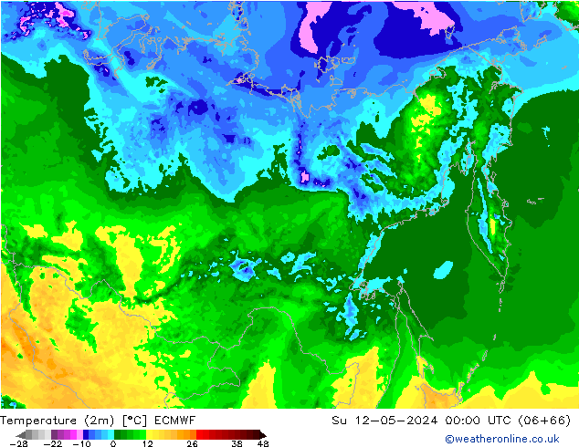 Temperature (2m) ECMWF Su 12.05.2024 00 UTC