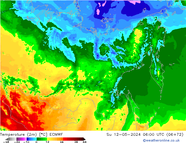 Temperatura (2m) ECMWF dom 12.05.2024 06 UTC