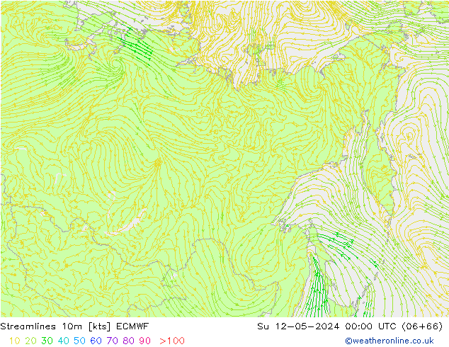 Streamlines 10m ECMWF Su 12.05.2024 00 UTC
