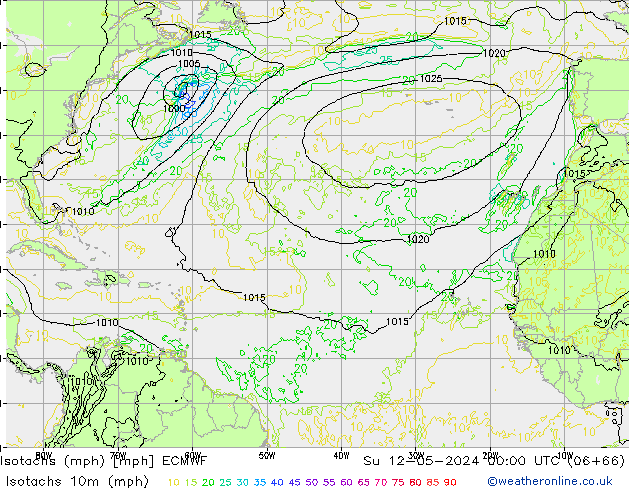 Isotachs (mph) ECMWF dim 12.05.2024 00 UTC