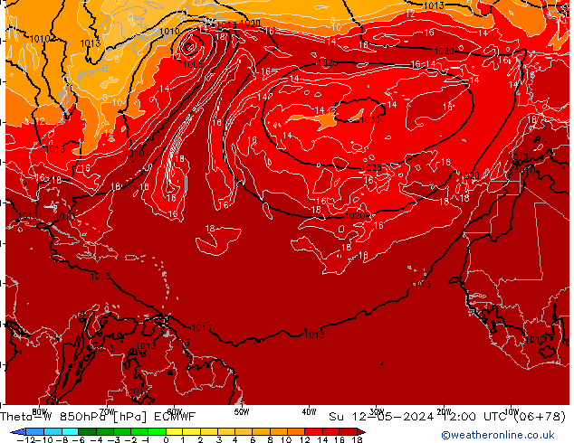 Theta-W 850hPa ECMWF Ne 12.05.2024 12 UTC