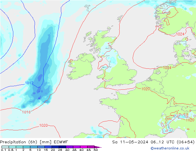 Precipitation (6h) ECMWF So 11.05.2024 12 UTC