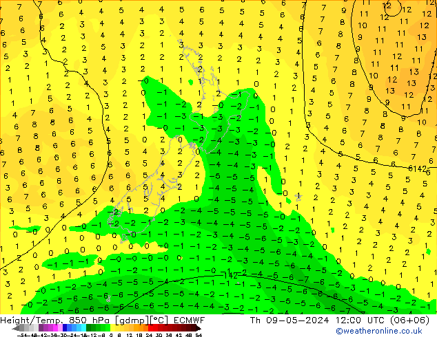 Z500/Rain (+SLP)/Z850 ECMWF jue 09.05.2024 12 UTC