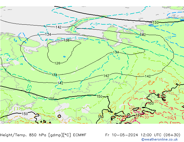 Z500/Rain (+SLP)/Z850 ECMWF  10.05.2024 12 UTC