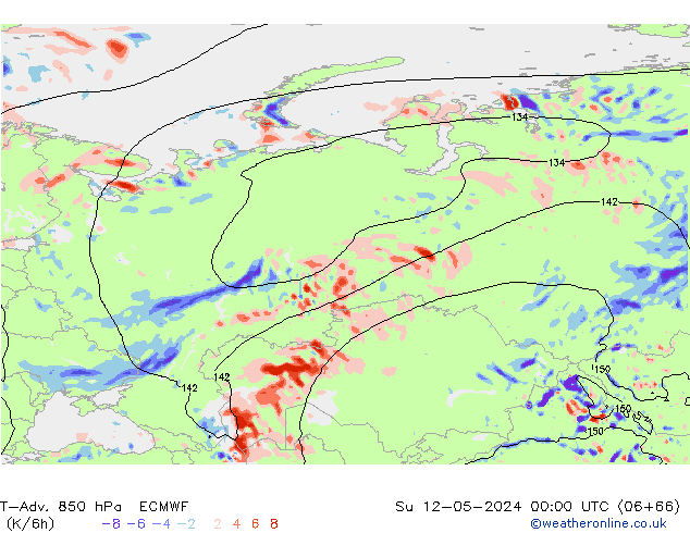 T-Adv. 850 hPa ECMWF Ne 12.05.2024 00 UTC