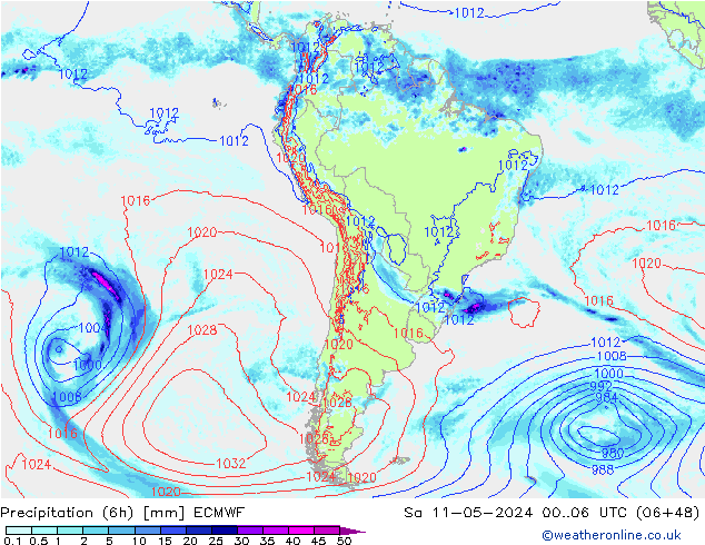 Z500/Yağmur (+YB)/Z850 ECMWF Cts 11.05.2024 06 UTC