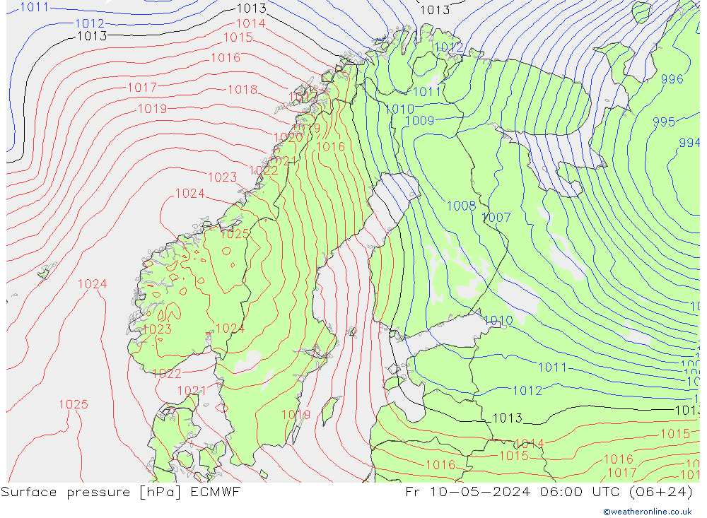 Bodendruck ECMWF Fr 10.05.2024 06 UTC