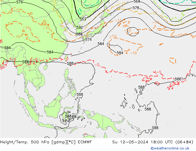 Z500/Rain (+SLP)/Z850 ECMWF dom 12.05.2024 18 UTC