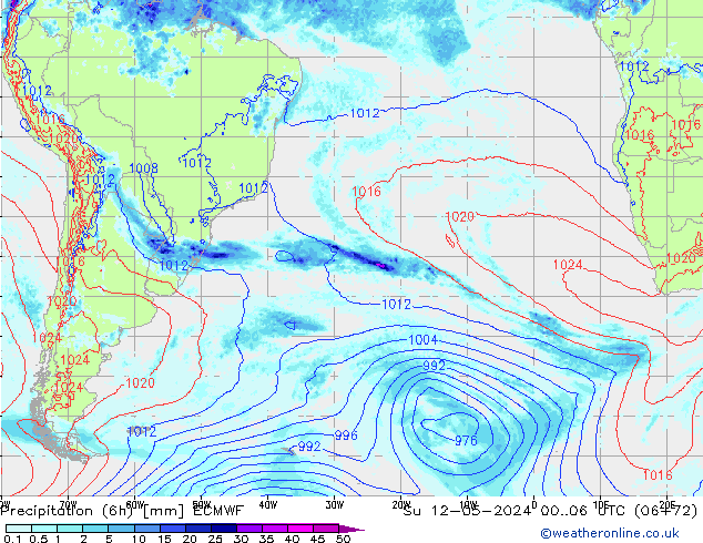 Z500/Regen(+SLP)/Z850 ECMWF zo 12.05.2024 06 UTC