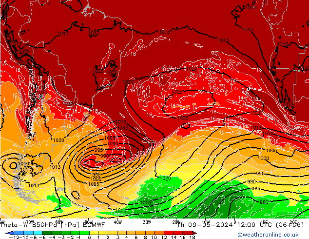 Theta-W 850hPa ECMWF Per 09.05.2024 12 UTC