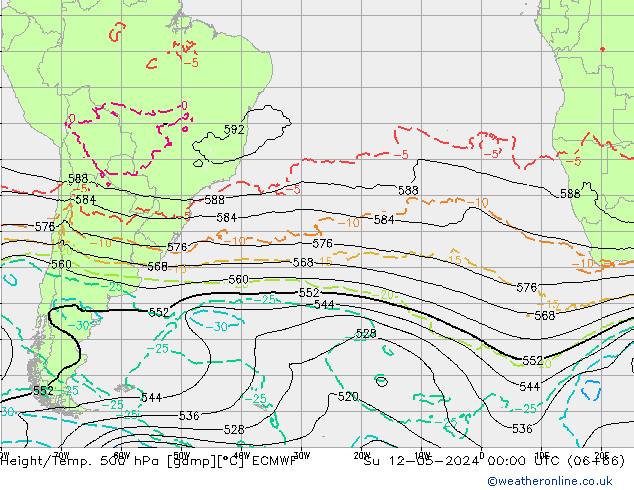 Z500/Rain (+SLP)/Z850 ECMWF dim 12.05.2024 00 UTC