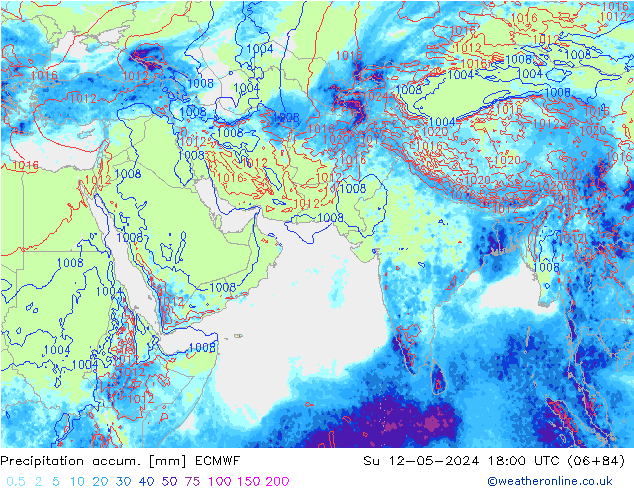 Toplam Yağış ECMWF Paz 12.05.2024 18 UTC