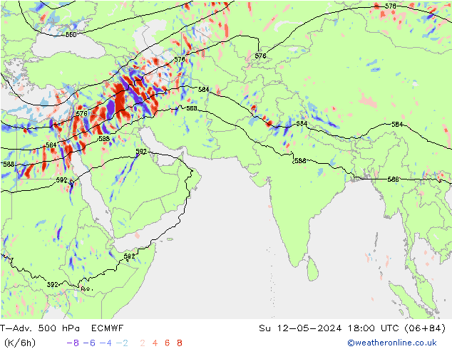T-Adv. 500 hPa ECMWF Su 12.05.2024 18 UTC