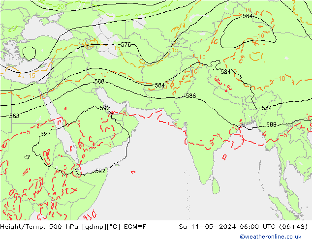 Z500/Rain (+SLP)/Z850 ECMWF sab 11.05.2024 06 UTC