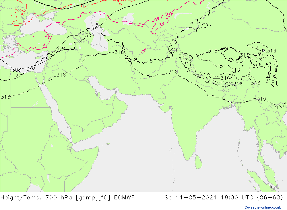 Yükseklik/Sıc. 700 hPa ECMWF Cts 11.05.2024 18 UTC