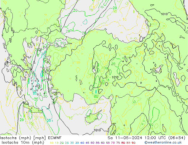 Isotachs (mph) ECMWF Sáb 11.05.2024 12 UTC
