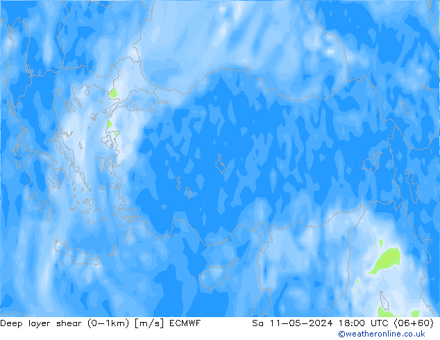 Deep layer shear (0-1km) ECMWF So 11.05.2024 18 UTC