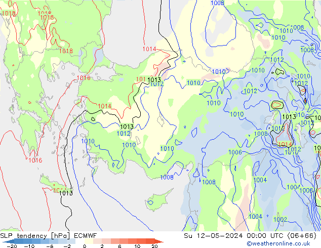 Tendance de pression  ECMWF dim 12.05.2024 00 UTC