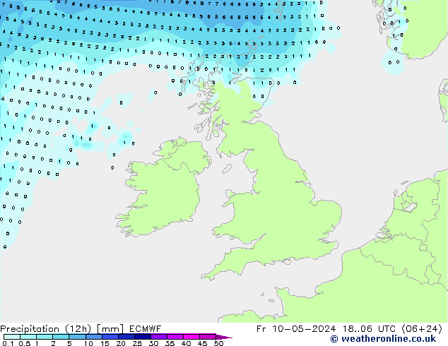 Yağış (12h) ECMWF Cu 10.05.2024 06 UTC