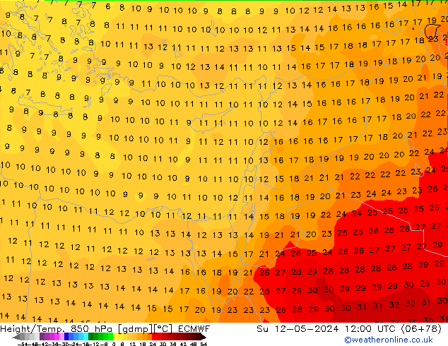 Z500/Rain (+SLP)/Z850 ECMWF Dom 12.05.2024 12 UTC