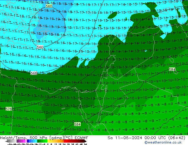 Z500/Rain (+SLP)/Z850 ECMWF Sa 11.05.2024 00 UTC