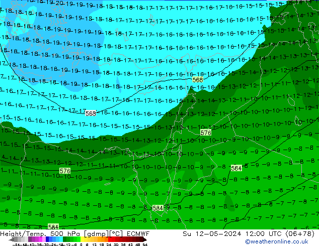 Z500/Rain (+SLP)/Z850 ECMWF Dom 12.05.2024 12 UTC