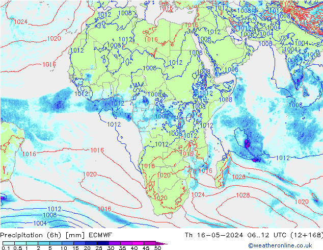 Z500/Rain (+SLP)/Z850 ECMWF gio 16.05.2024 12 UTC