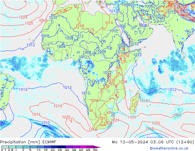 Precipitation ECMWF Mo 13.05.2024 06 UTC