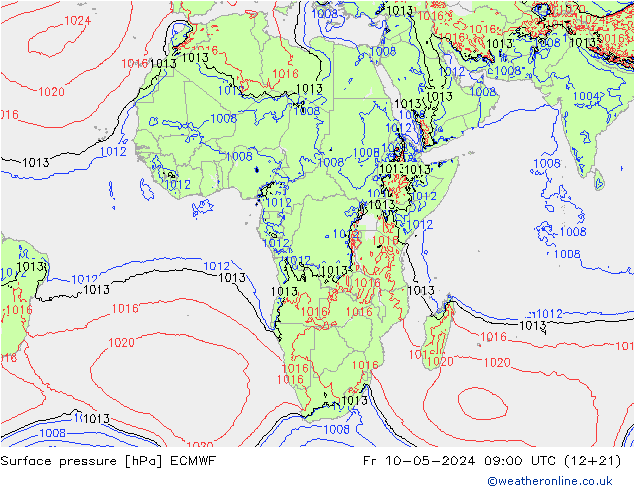 ciśnienie ECMWF pt. 10.05.2024 09 UTC