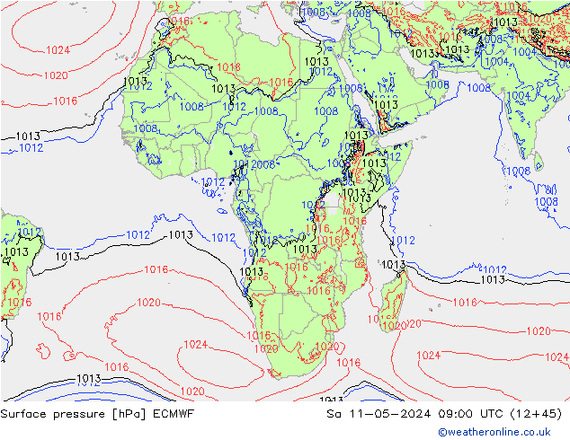 приземное давление ECMWF сб 11.05.2024 09 UTC