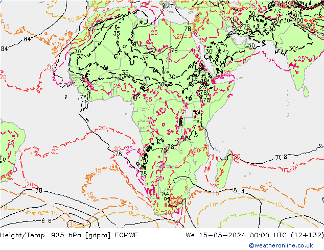 Height/Temp. 925 hPa ECMWF We 15.05.2024 00 UTC