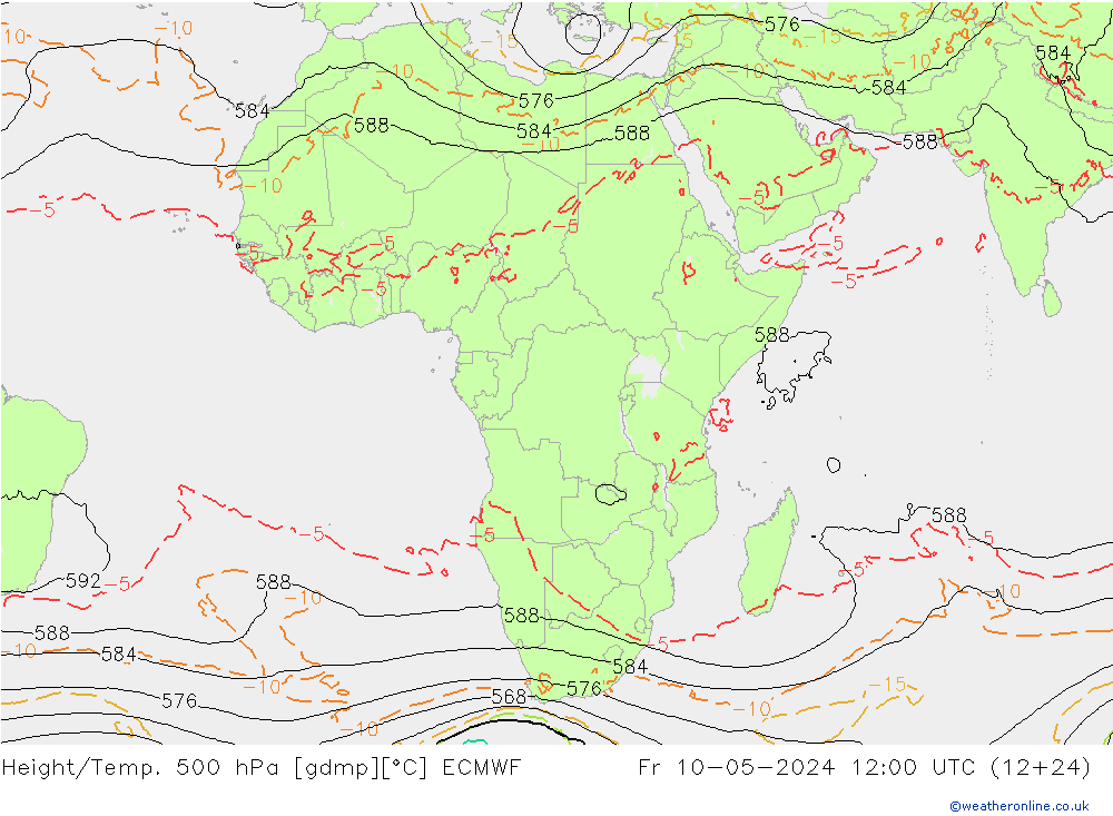 Z500/Rain (+SLP)/Z850 ECMWF пт 10.05.2024 12 UTC