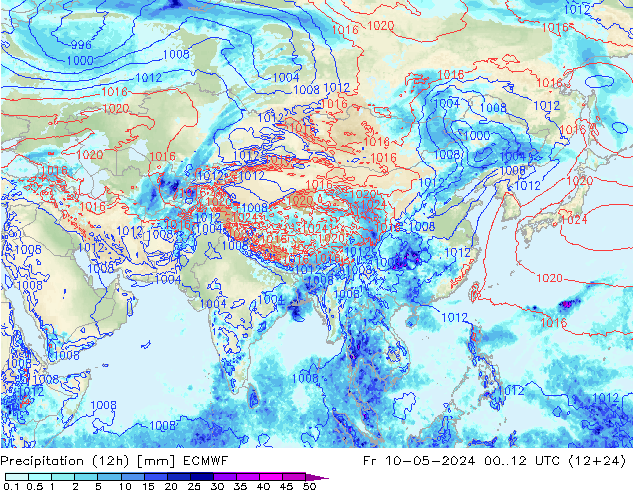 Precipitazione (12h) ECMWF ven 10.05.2024 12 UTC