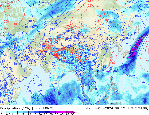 Precipitação (12h) ECMWF Seg 13.05.2024 12 UTC