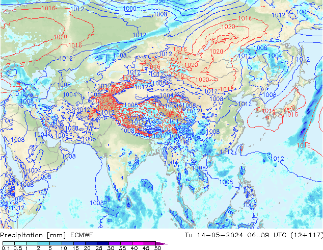 Niederschlag ECMWF Di 14.05.2024 09 UTC