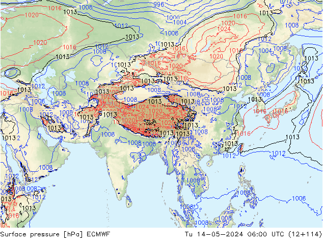 Yer basıncı ECMWF Sa 14.05.2024 06 UTC