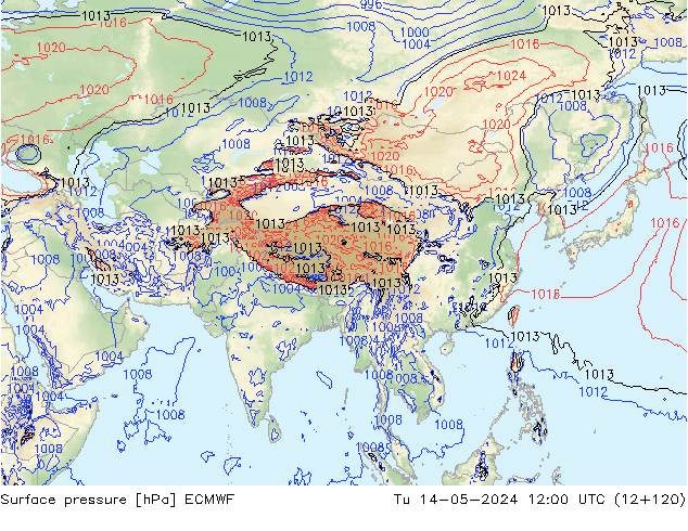 Surface pressure ECMWF Tu 14.05.2024 12 UTC