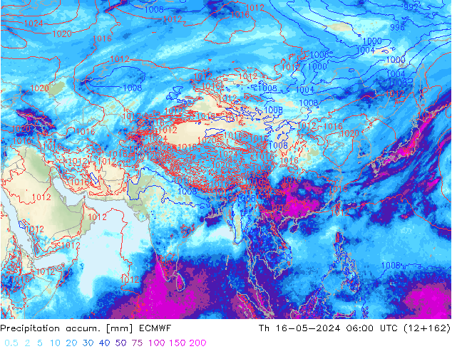 Precipitation accum. ECMWF  16.05.2024 06 UTC