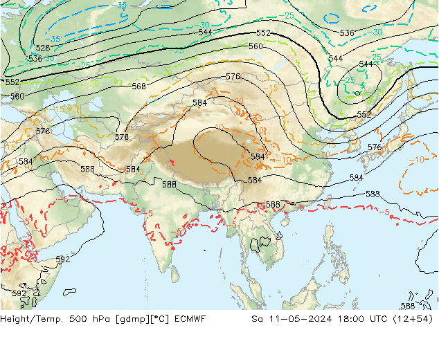 Z500/Rain (+SLP)/Z850 ECMWF sab 11.05.2024 18 UTC